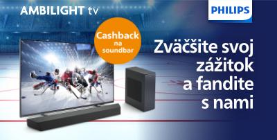 Cashback na soundbar pri kúpe Ambilight TV Philips až do výšky 339€