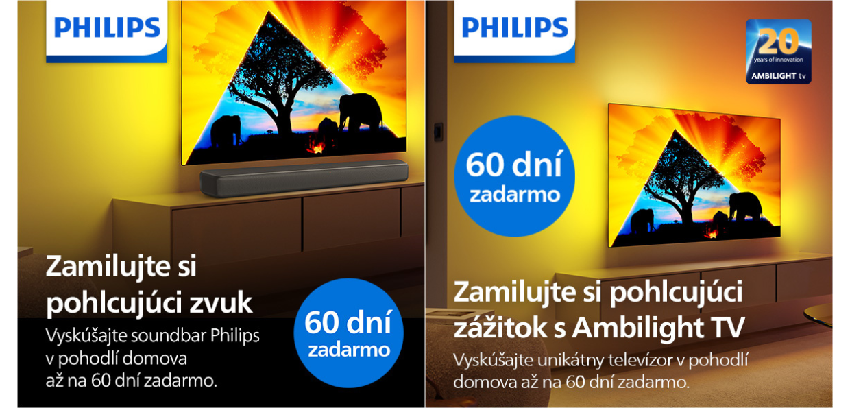 Philips na skúšku 60 dní akcia soundbar a ambilight televízor