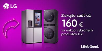 Cashback LG na vybrané spotrebiče